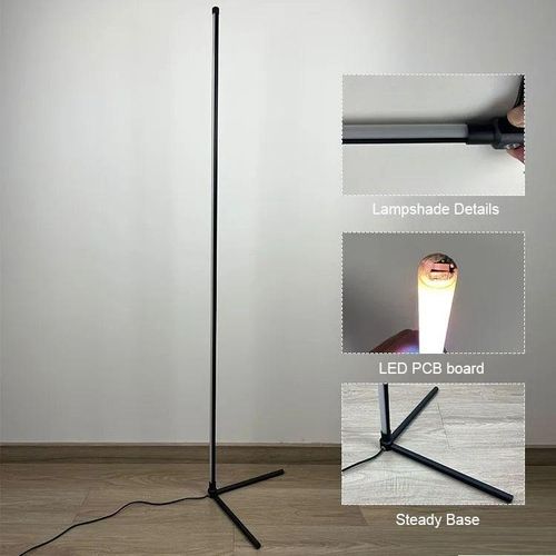 RGB LED Corner Floor Lamp - Multicolor, Remote Control, Music Sync, Adjustable Mood Lighting for Living Room & Bedroom
