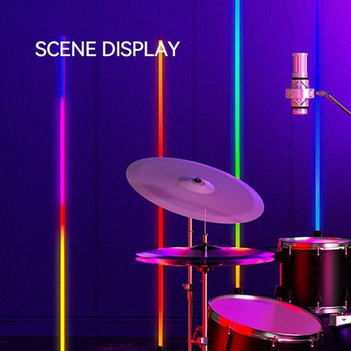 Smart RGB LED Floor Lamp - Black Plastic Corner Light with Remote Control, 12x5x44cm