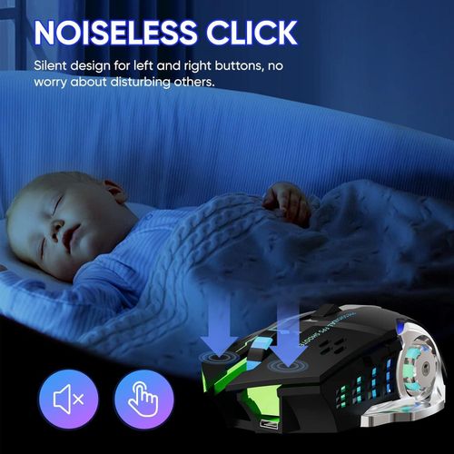 Wireless Gaming Mouse - Rechargeable Bluetooth 2.4GHz, RGB Backlit, Silent Click