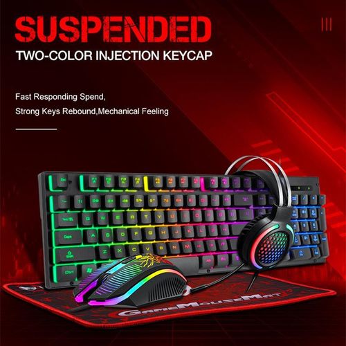 TF400 Gaming Combo - RGB Keyboard, Mouse, Headset, Pad - USB, Black