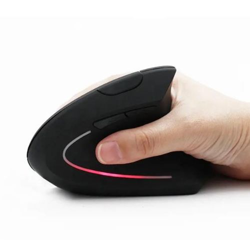 Ergonomic 2.4G Wireless Right Hand Standing Mouse USB Receiver 6 Buttons Comfortable and Quiet Laptop Mouse Black