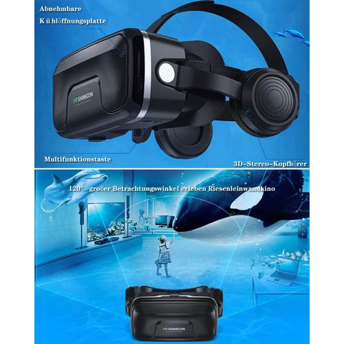 VisionEdge VR Headset - Bluetooth Remote, Adjustable Fit, Compatible with 4.7-7.2" Phones