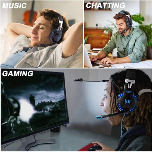 Deep Bass Headphones Over Ear Wired Gaming Headset With Microphone LED Light for PC Xbox One PS4 PS5 with noise cancellation