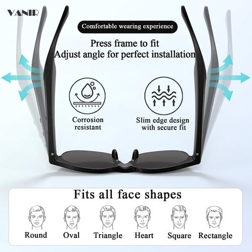 Smart Glasses Bluetooth 5.4, Open-Ear, UV400, 500mAh Battery, Black