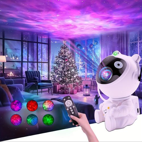 Little Bear Astronaut Starry Sky Projector Light, Space Night Light