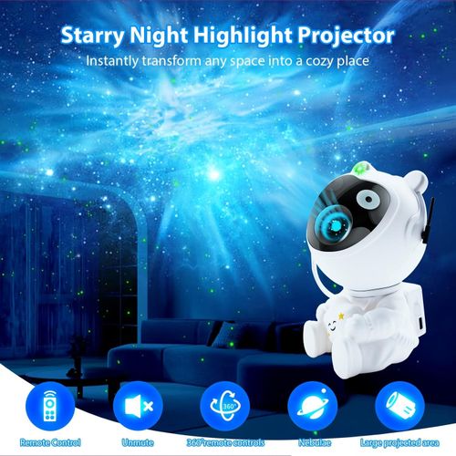 Little Bear Astronaut Starry Sky Projector Light, Space Night Light