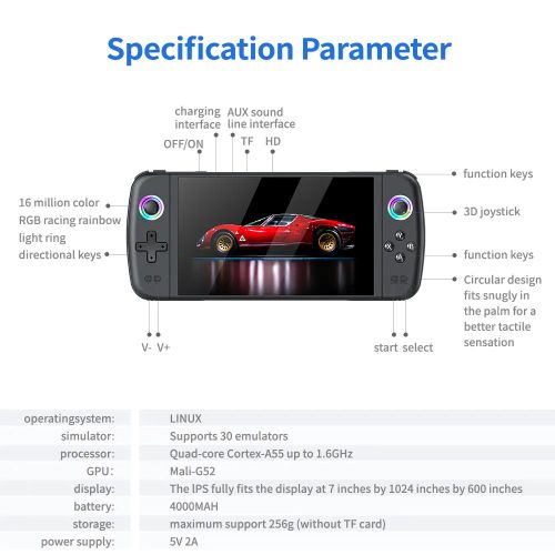 M27 Portable Retro Handheld Game Console with FREE Screen protector, 7.0- Inch, 64GB, Linux OS, 20,000+ Pre-loaded Games, Kids Gifts