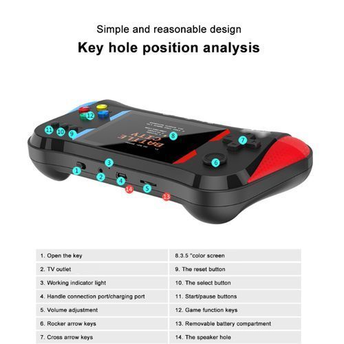Portable Video Game Console, 3.5 Inch, High Definition, Large Retro Screen, With 500 Games