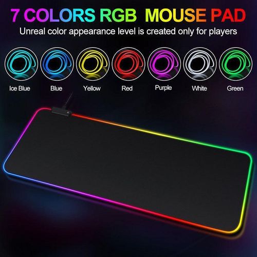LED Gaming Mouse Pad - 400x900x3mm, 7 Colors, Micro USB, Non-Slip