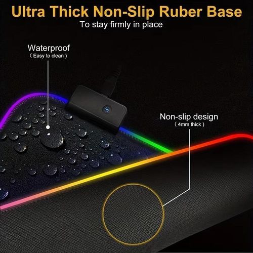 LED Gaming Mouse Pad - 400x900x3mm, 7 Colors, Micro USB, Non-Slip