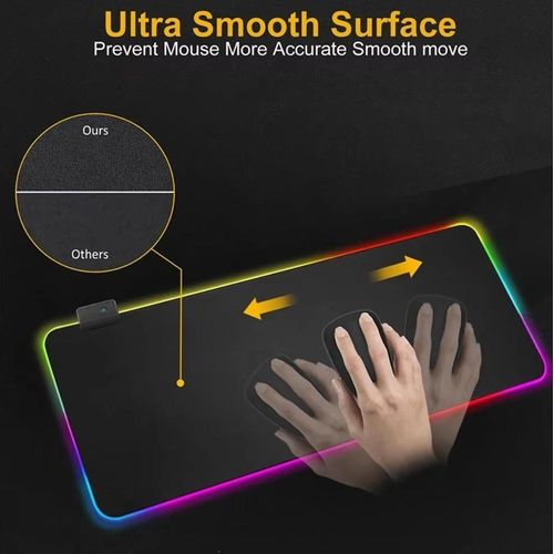 LED Gaming Mouse Pad - 400x900x3mm, 7 Colors, Micro USB, Non-Slip