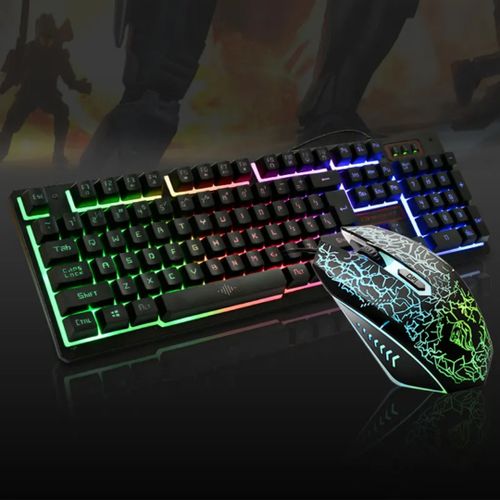 Wired silent Gaming Keyboard, gaming keyboard for computer laptop, RGB backlit Membrane mechanical style gaming keyboard and mouse compo