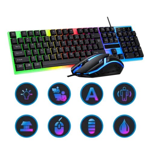 Wired silent Gaming Keyboard, gaming keyboard for computer laptop, RGB backlit Membrane mechanical style gaming keyboard and mouse compo