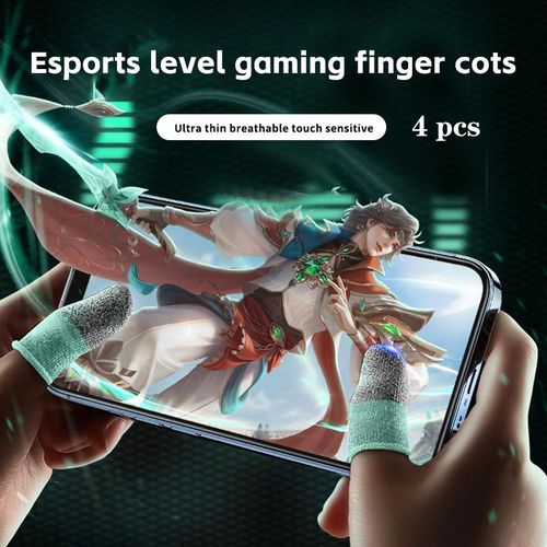 4 pcs Carbon Fiber Fingers Sleeve Anti Sweat Gamer Finger Covers for All Touchscreen (2 Pair)