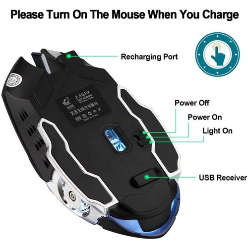 Wireless 2.4G Mouse Rechargeable 5.2 Bluetooth Silent Mouse