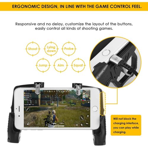 Mobile Gaming Controller Pad - Black, Ergonomic Design, Metal Triggers