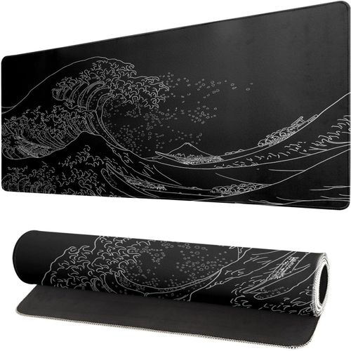 Extended Gaming Mouse Pad - Black Lycra & Rubber, 60x30cm, Non-Slip, Anime Design
