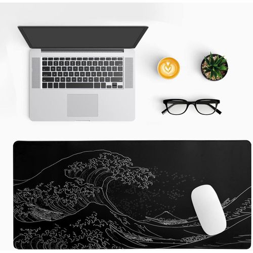 Extended Gaming Mouse Pad - Black Lycra & Rubber, 60x30cm, Non-Slip, Anime Design