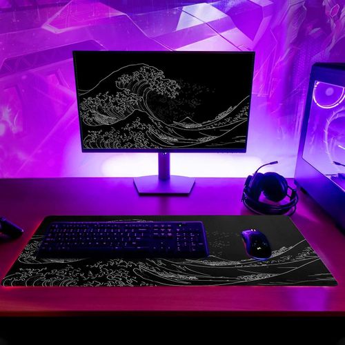 Extended Gaming Mouse Pad - Black Lycra & Rubber, 60x30cm, Non-Slip, Anime Design