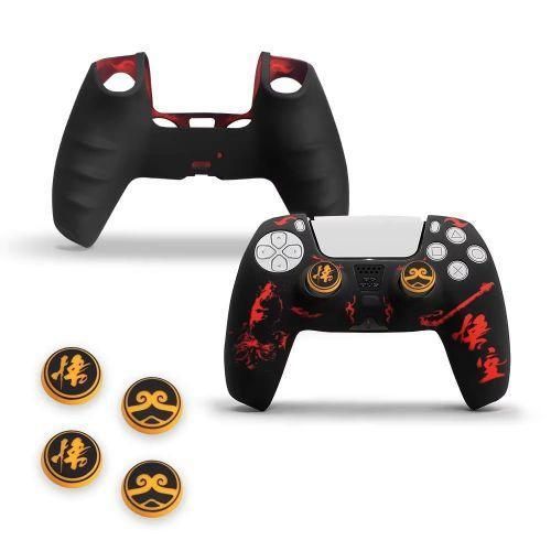 PS5 Controller Silicone Case Cover-Black Myth Wukong Wth 2 Thumb Caps