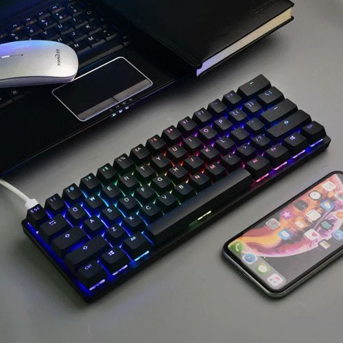 Hot Swappable RGB Backlit 60% Gaming Keyboard, Mechanical Type C Mini Gaming Keyboard Blue Switches Mechanical Keyboard For Computer Gamers