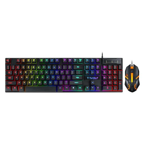 TF200 wired gaming keyboard and mouse with LED lights mechanical feel backlit PC gaming keyboard compo