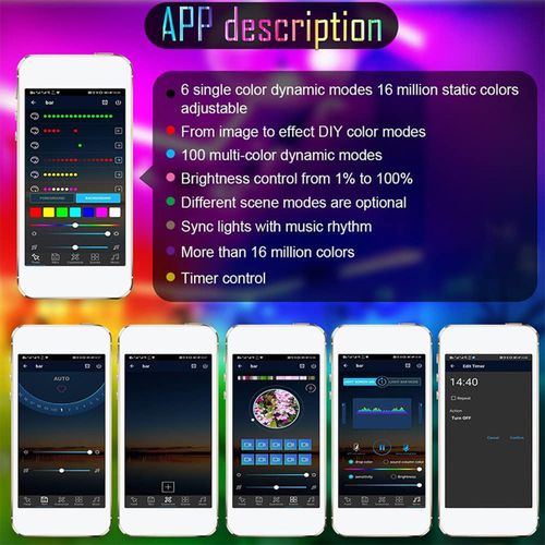 15M 5V RGB LED Strip Lights 12LEDs/Meter 5050RGB Light Strip LED Tape Light Remote Control Adjustable Brightness Timing