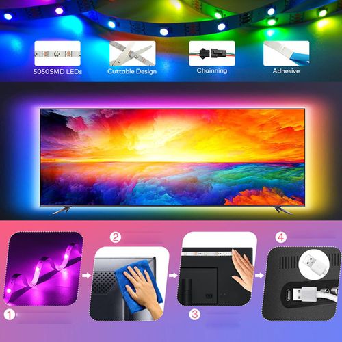 15M 5V RGB LED Strip Lights 12LEDs/Meter 5050RGB Light Strip LED Tape Light Remote Control Adjustable Brightness Timing