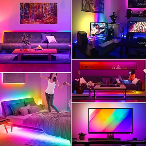 15M 5V RGB LED Strip Lights 12LEDs/Meter 5050RGB Light Strip LED Tape Light Remote Control Adjustable Brightness Timing