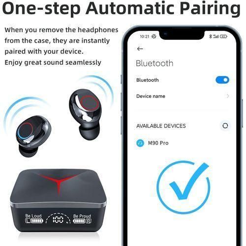 M90 Wireless Earbuds Bluetooth 5.3 - Waterproof, 600mAh Battery, 66H Playtime