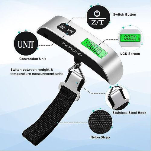 Digital Luggage Scale 50kg Portable Handheld Weighing Scale with LCD Display