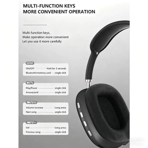 P9 Wireless Bluetooth Headphone, Over Ear Stereo Headset Bluetooth Sports Earphone Hi-Res Audio Wireless Headset,Silver