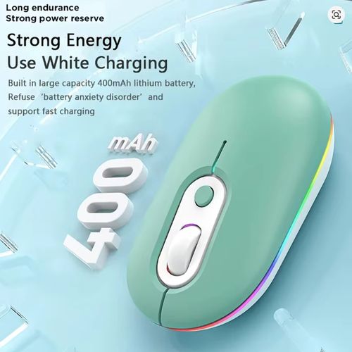 Wireless Bluetooth Dual-Mode Rechargeable Mouse - Black, 1600 DPI, Ergonomic Design