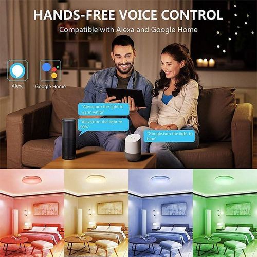 24W WiFi Smart LED Ceiling Light - White, RGB, Remote Control, Dimmable, 2400lm
