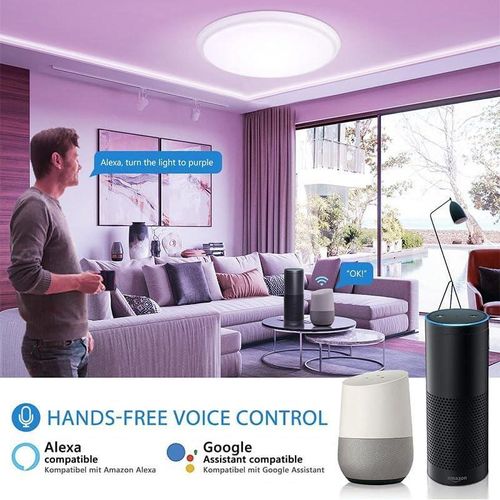 24W WiFi Smart LED Ceiling Light - White, RGB, Remote Control, Dimmable, 2400lm