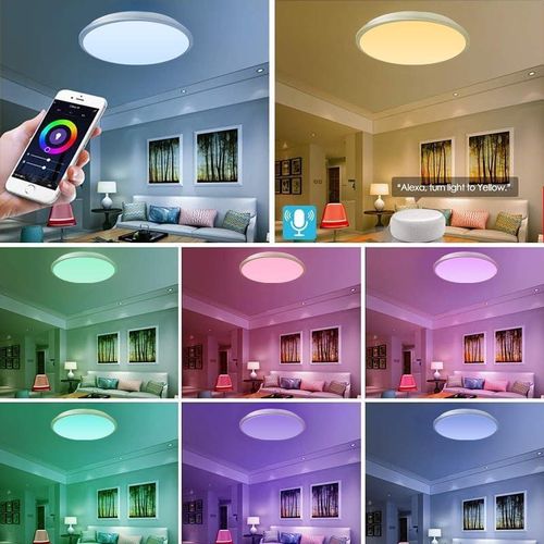 24W WiFi Smart LED Ceiling Light - White, RGB, Remote Control, Dimmable, 2400lm
