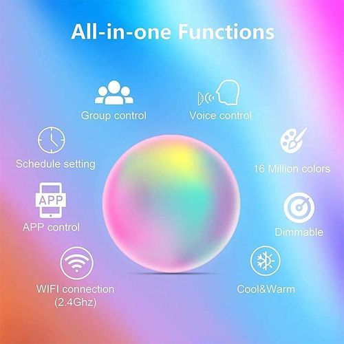 24W WiFi Smart LED Ceiling Light - White, RGB, Remote Control, Dimmable, 2400lm
