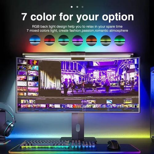 Smart monitor light strip with RGB backlight, no screen glare, eye protection suitable for home and office use.