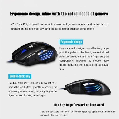 Wired Gaming Mouse 7 Functional Keys RGB Light For Game
