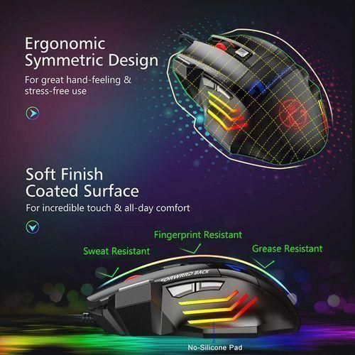 Wired Gaming Mouse 7 Functional Keys RGB Light For Game