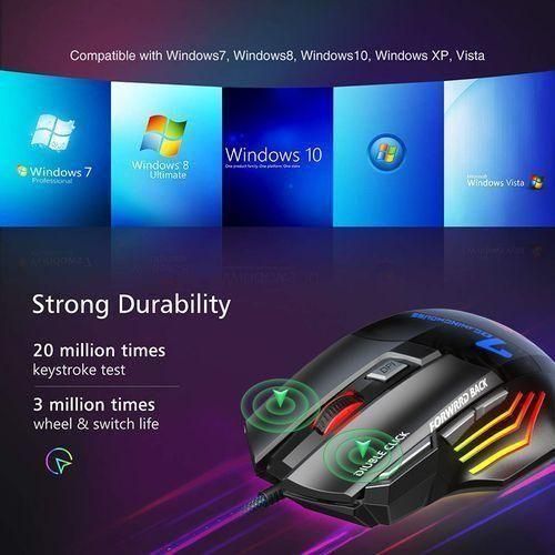 Wired Gaming Mouse 7 Functional Keys RGB Light For Game