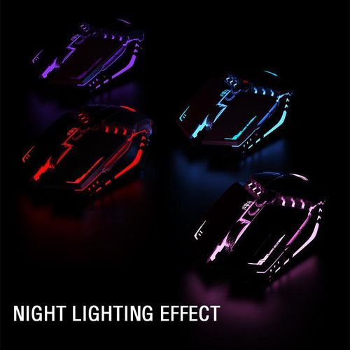 wired silent mouse, e-sports game office mouse, 4-color breathing light, human labor design-Black