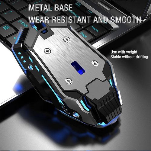 wired silent mouse, e-sports game office mouse, 4-color breathing light, human labor design-Black