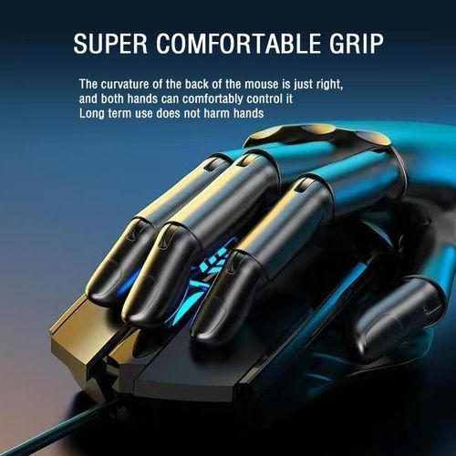wired silent mouse, e-sports game office mouse, 4-color breathing light, human labor design-Black