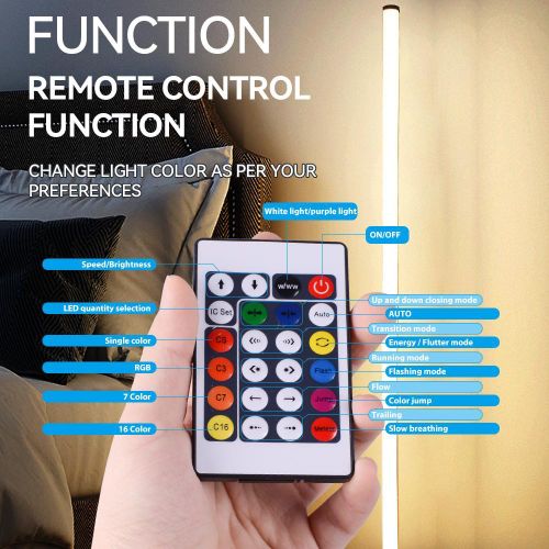 Smart RGB LED Floor Lamp - Black Plastic Corner Light with Remote Control, 12x5x44cm