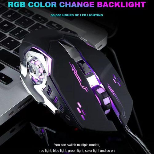 2.4G + Bluetooth 5.0 Wireless Gaming Mouse - Rechargeable, Silent Click, 2400 DPI Adjustable, RGB Ergonomic Mice for PC/Laptop