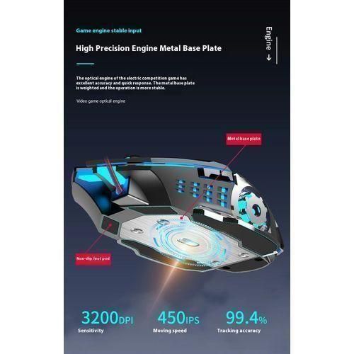 2.4G + Bluetooth 5.0 Wireless Gaming Mouse - Rechargeable, Silent Click, 2400 DPI Adjustable, RGB Ergonomic Mice for PC/Laptop