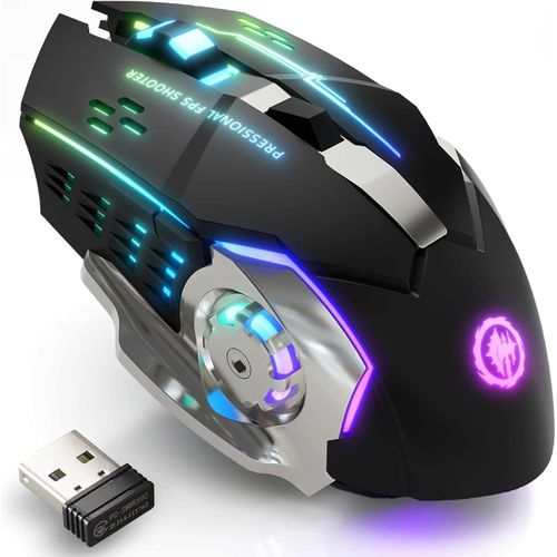 Wireless Gaming Mouse - Rechargeable Bluetooth 2.4GHz, RGB Backlit, Silent Click
