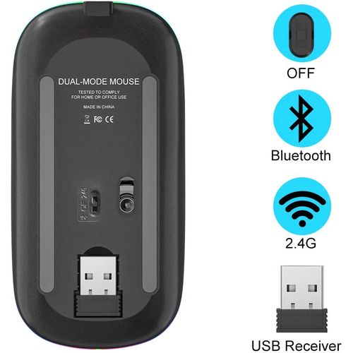2.4G Bluetooth Dual Mode Rechargeable Wireless Mouse Black