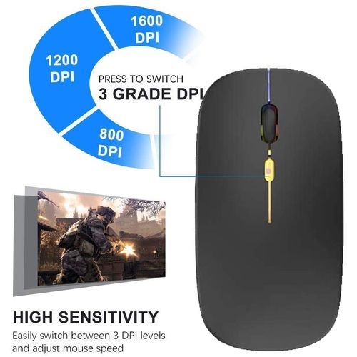 2.4G Bluetooth Dual Mode Rechargeable Wireless Mouse Black